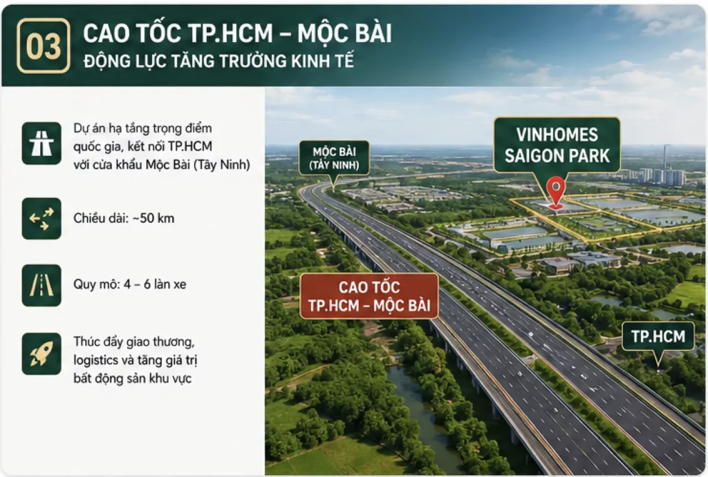 Cao tốc Tphcm - Mộc Bài - Vinhomes Hóc Môn